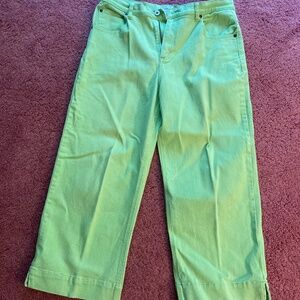 Coldwater Creek Lime Green Cropped Wide Leg Jeans Size 14